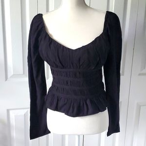 Topshop, Sweetheart Long Sleev Top, 8